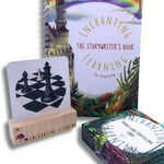 An enchanting kingdom story writing book with phonics cards showing a card with a chess illustration.