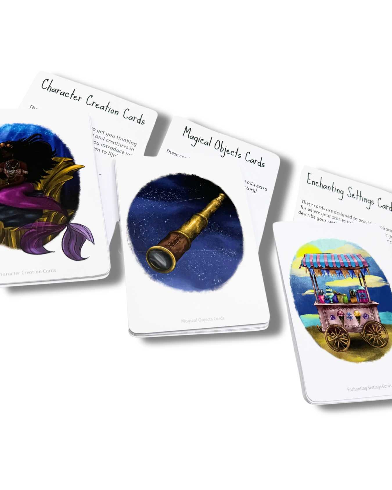 three sections included in story creator cards.