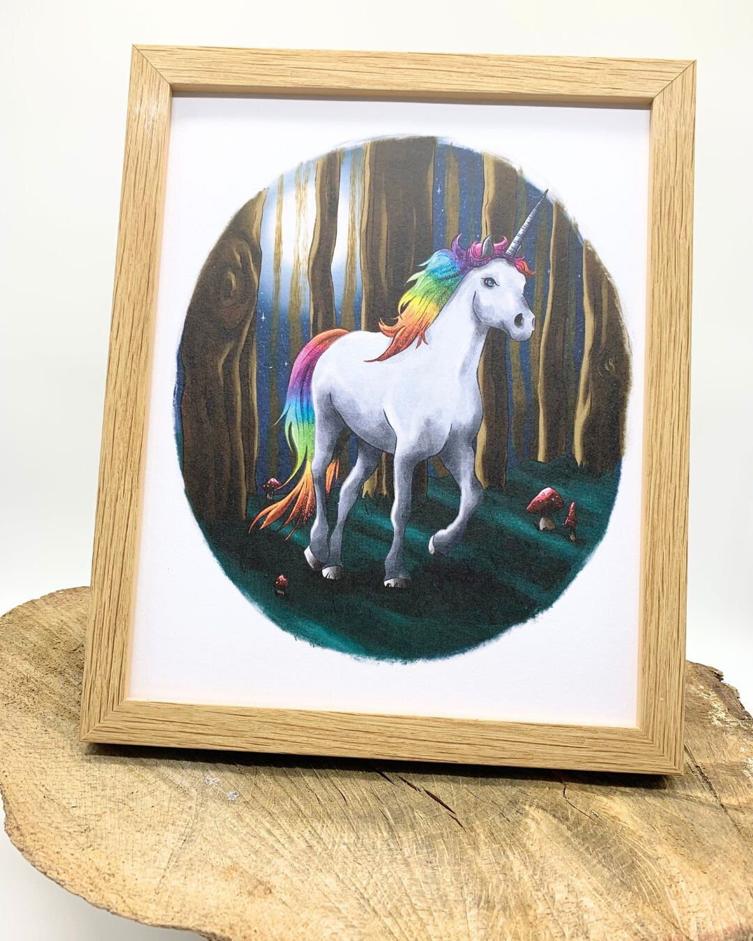Framed rainbow unicorn picture for kids.