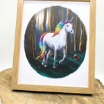 Framed rainbow unicorn picture for kids.