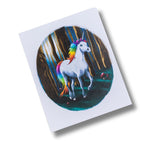 Small unicorn print set in an oval vignette.