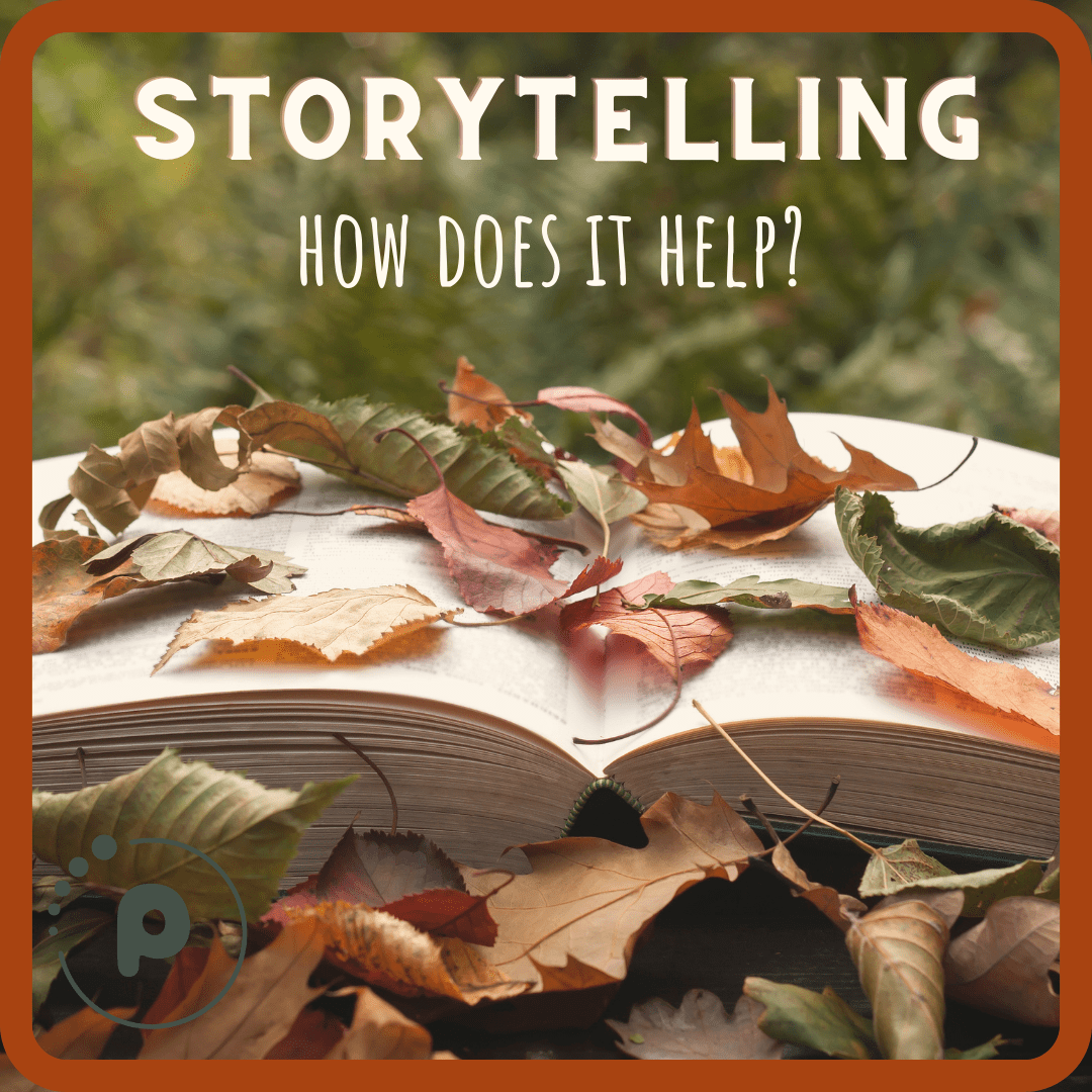 Open book with leaves showing the magic of storytelling.