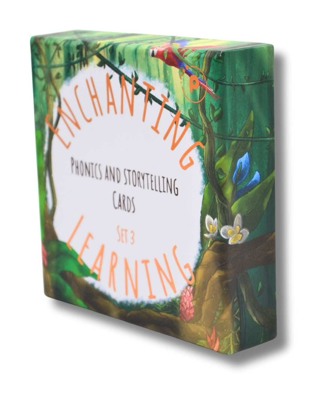 Phonics and Storytelling Cards box showing a jungle theme.