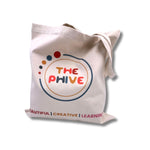 Organic cotton cream coloured tote bag showing The Phive logo.