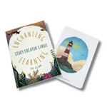 Set of learning cards for writing showing lighthouse card.
