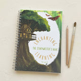 creative writing book with treehouse illustration and 'Enchanting Learning' text on a light background.
