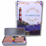 An ocean themed story writing book with watercolour pencil tin.