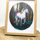 Framed rainbow unicorn picture for kids.