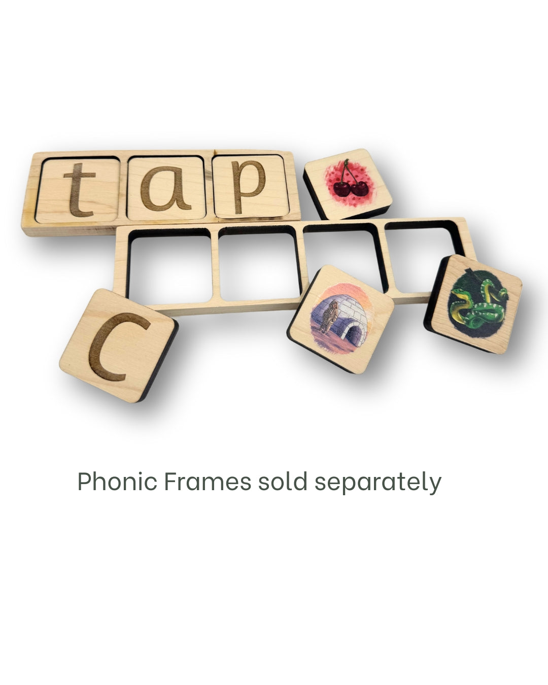 wooden frames for phonics tiles.