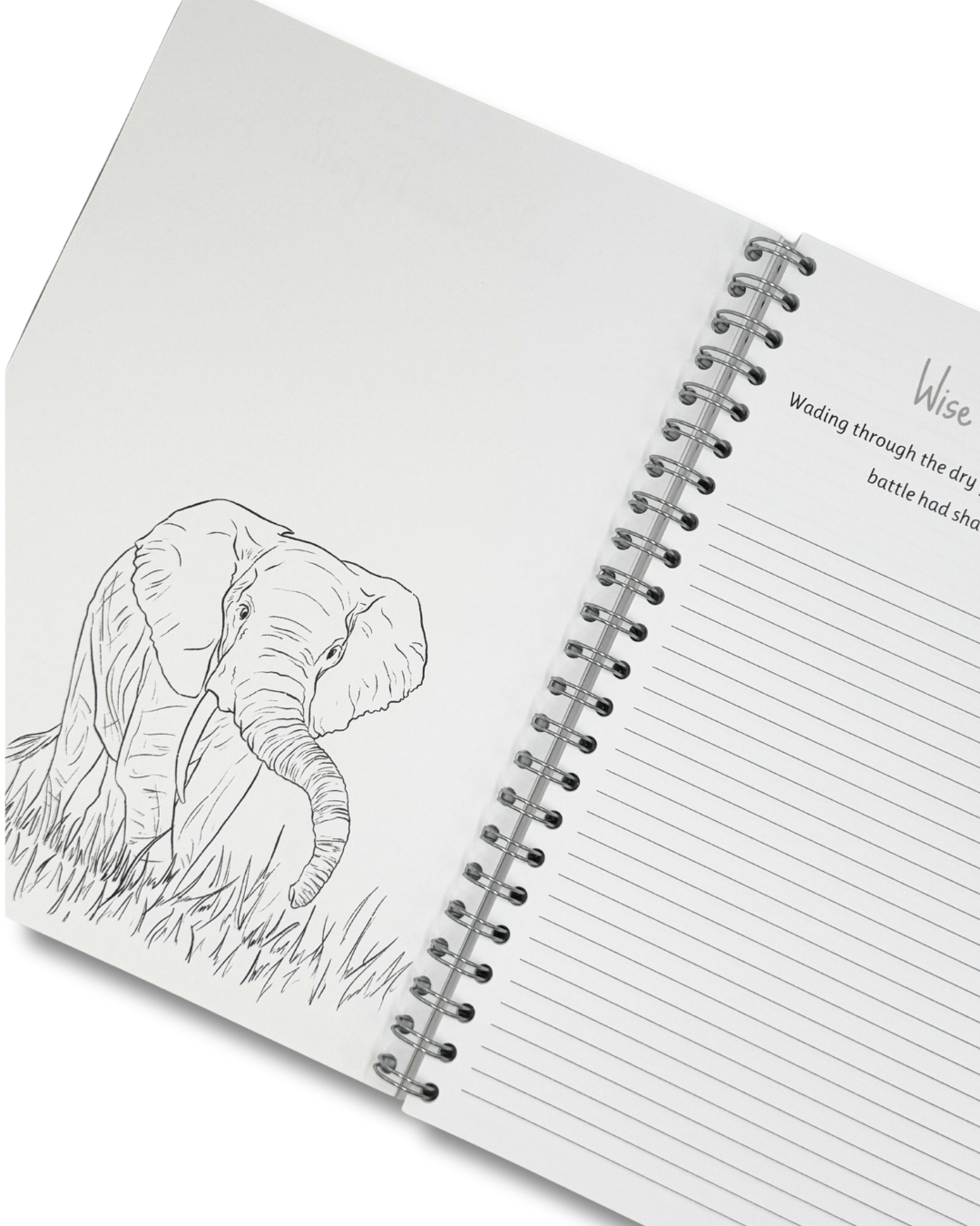 An elephant drawing within the jungle themed book.