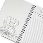 An elephant drawing within the jungle themed book.