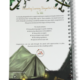 the back sleeve of a writing book showing a tent.