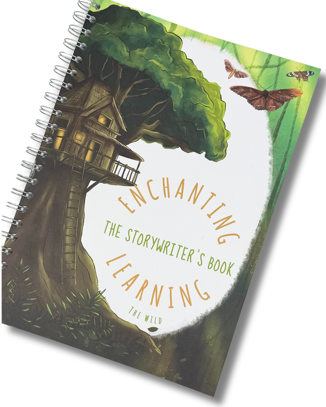 A jungle themed writing book showing a tree-house.
