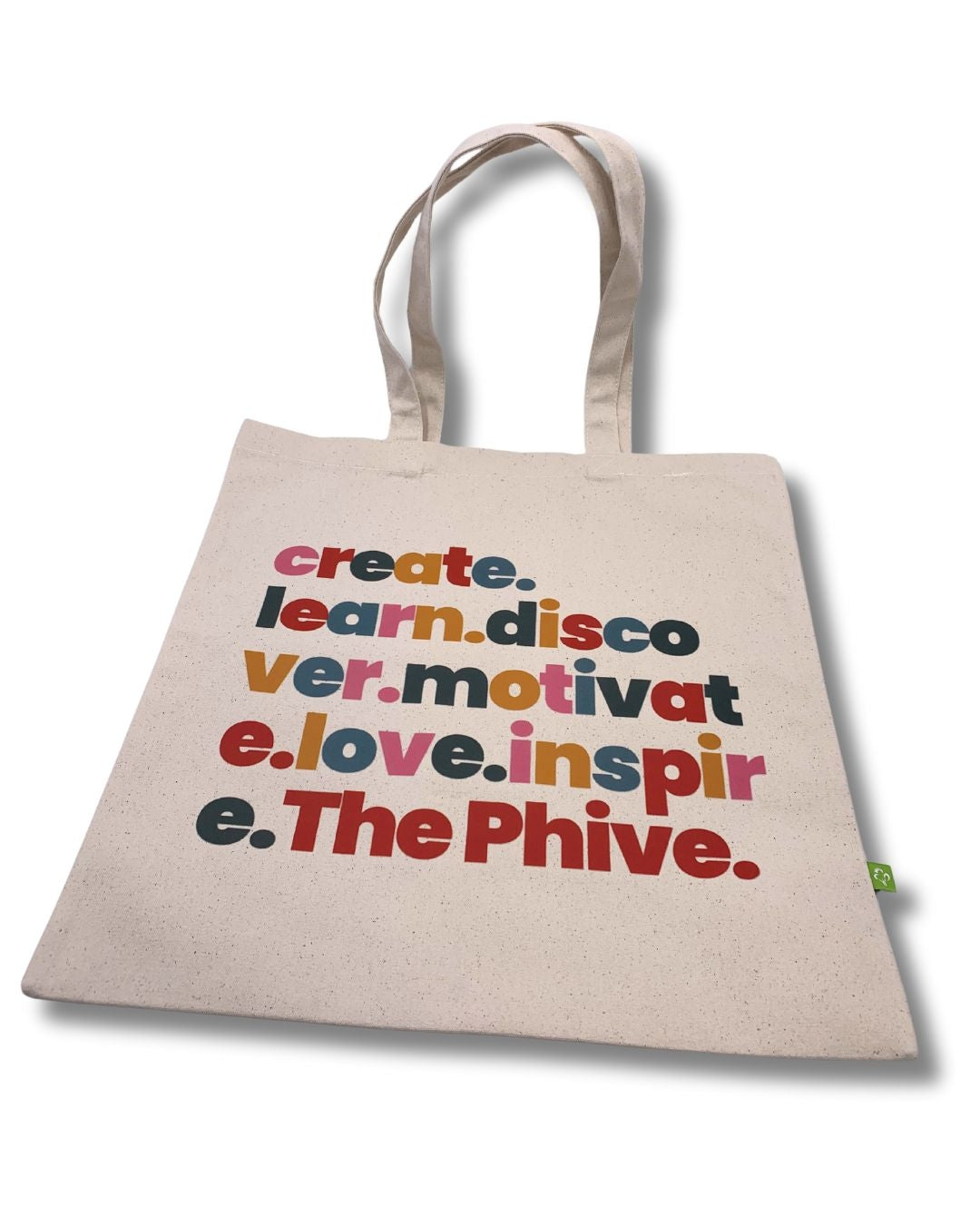 Cotton, organic tote shopper bag showing positive learning message.