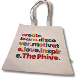 Cotton, organic tote shopper bag showing positive learning message.