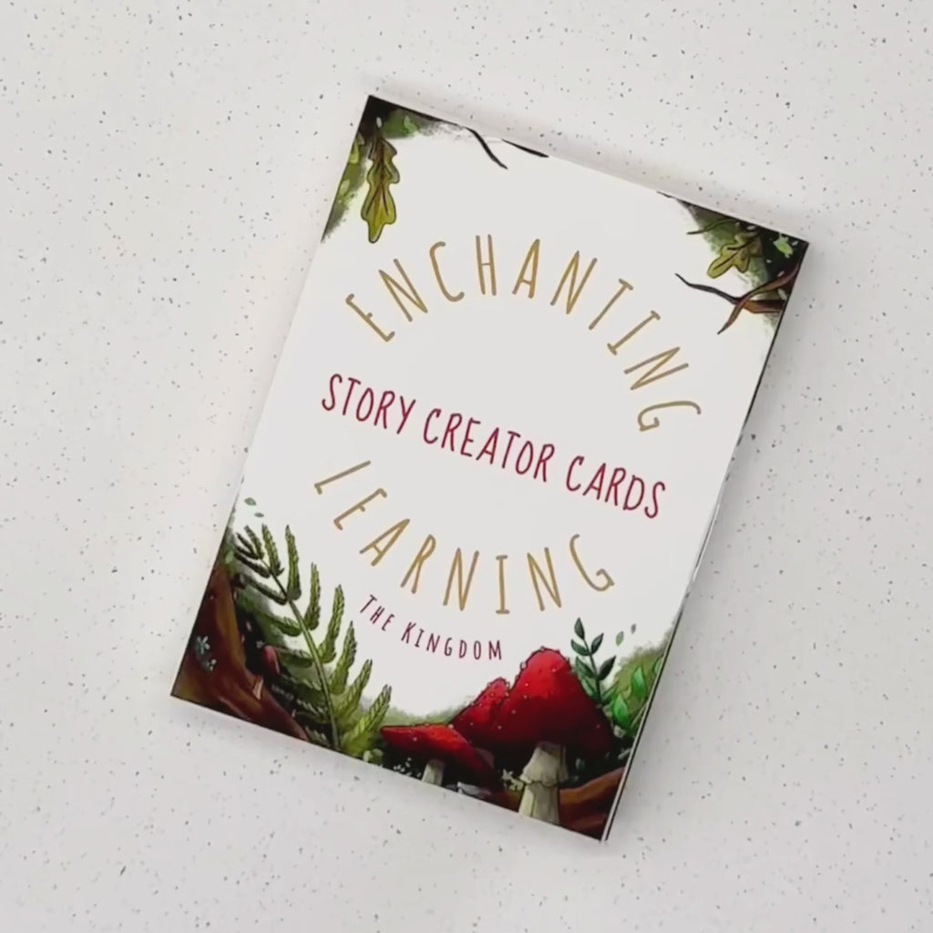 a woodland themed cover on a box of story cards for children's writing development by The Phive.