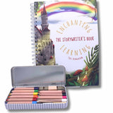 Tin of watercolour pencils with a kingdom themed story writing book.