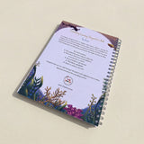 Storywriting book with underwater-themed cover and text on a beige background