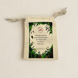 a cotton play sack with a forest print on for phonics play.
