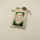 White drawstring pouch for phonics games with text and graphics on a light gray background