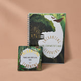 Set of educational materials including a jungle themed book, and cards on a beige background